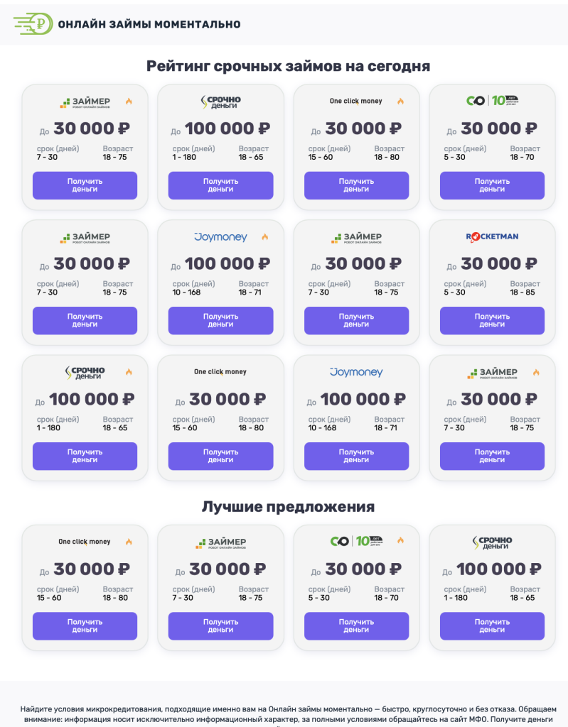 Витрина микрофинансовых предложений