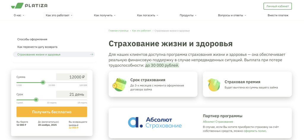 Услуги Платиза.ру