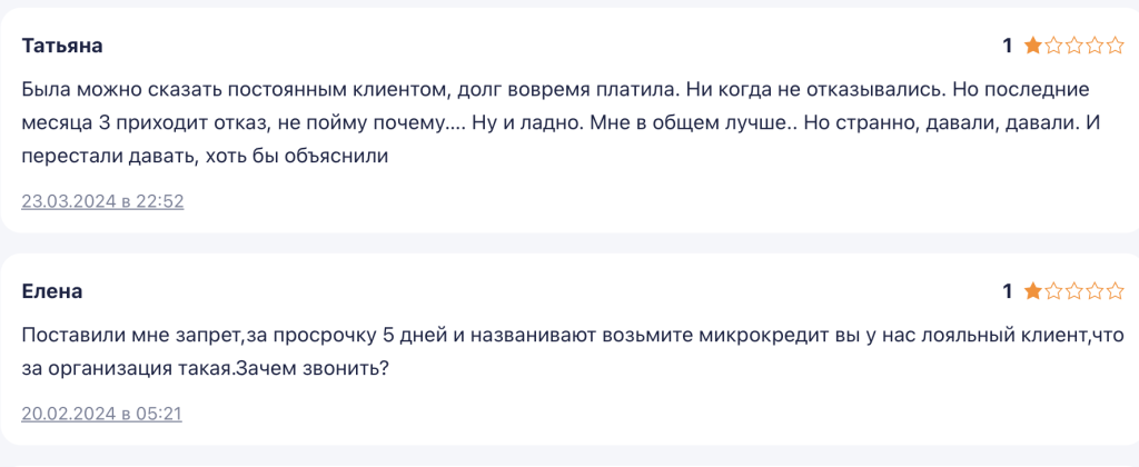 Отзывы должников