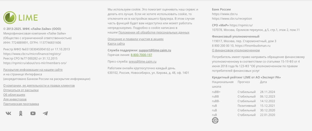 Информация на сайте