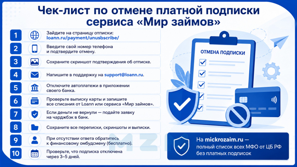 Чек-лист по отмене платной подписки