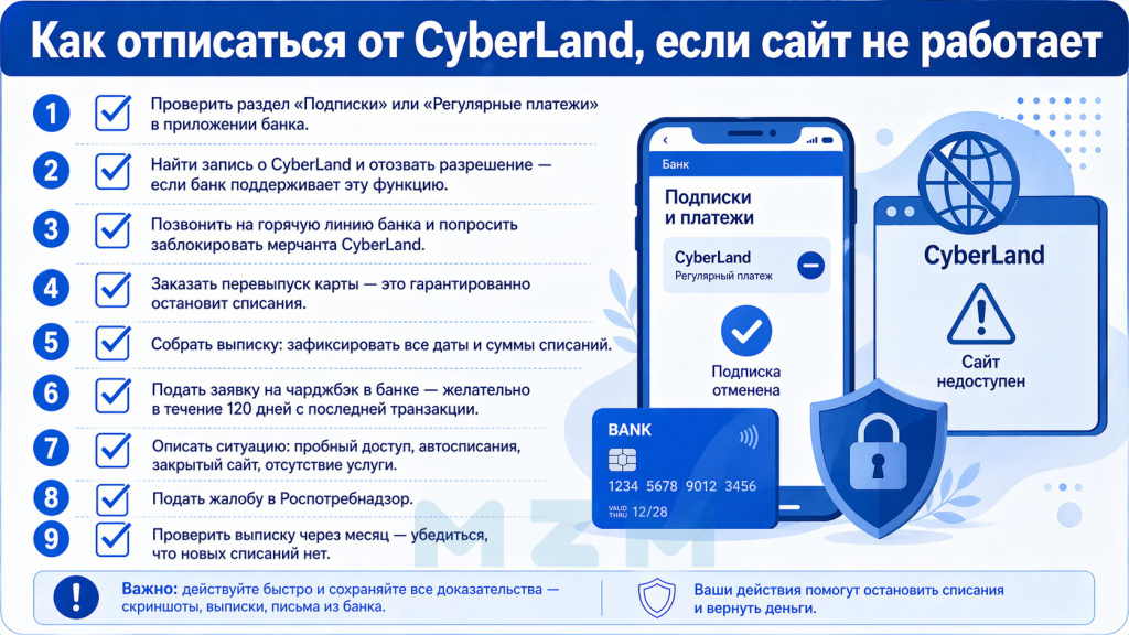 Чек-лист Как отписаться от CyberLand