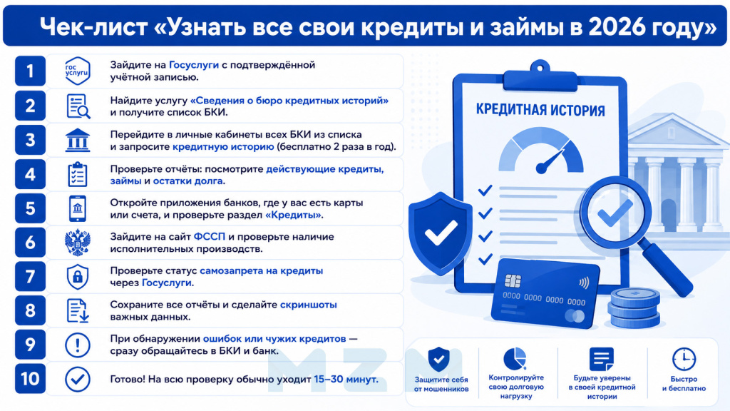 Чек-лист Узнать все свои кредиты и займы