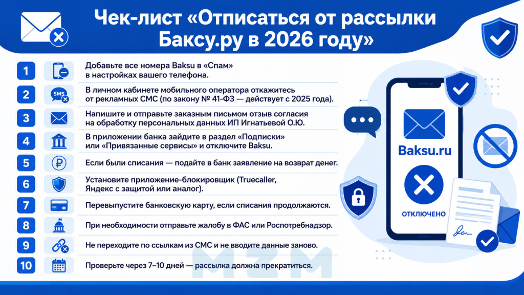 Чек-лист Отписаться от рассылки Баксу.ру