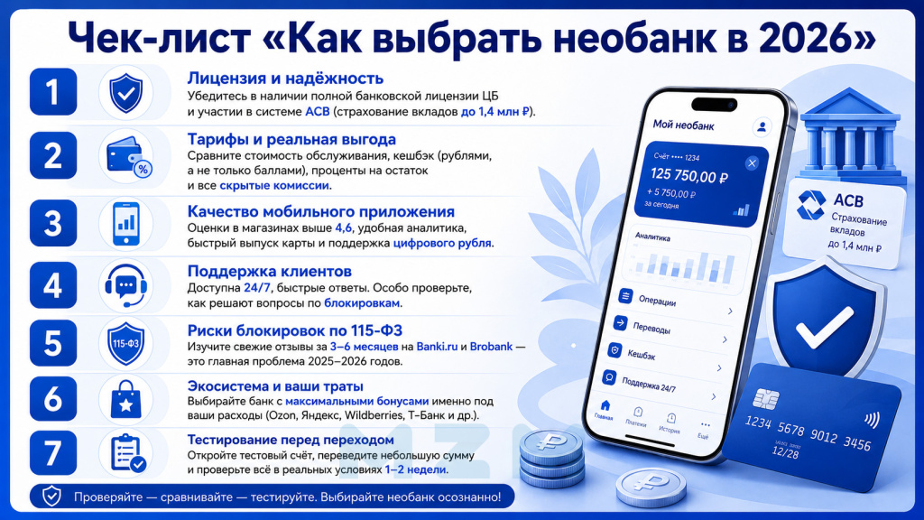 Чек-лист Как выбрать необанк