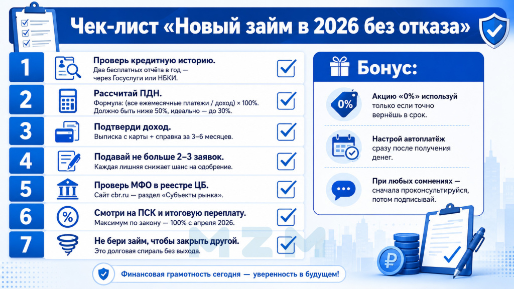 Чек-лист Новый займ в 2026 без отказа