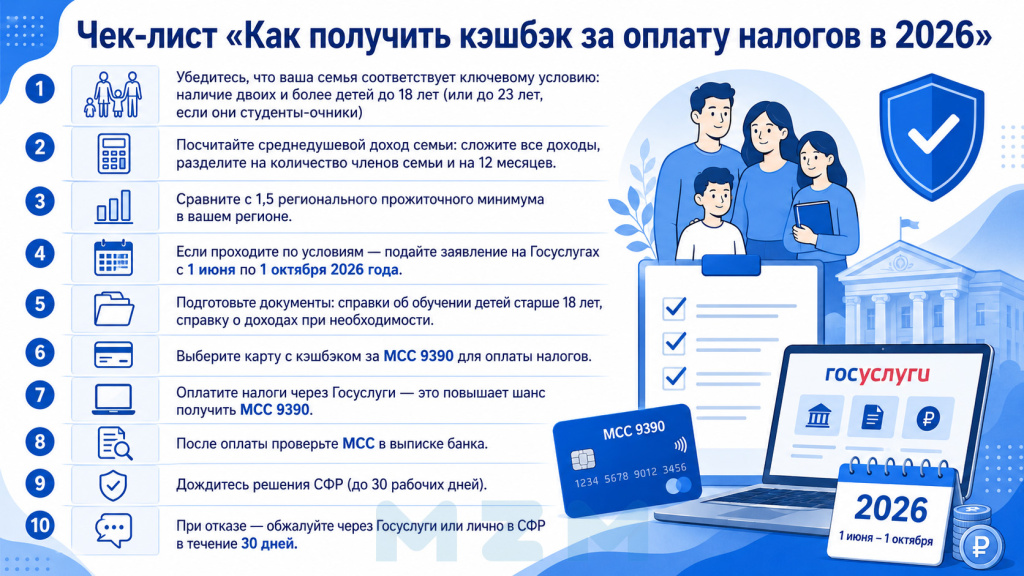 Чек-лист Как получить кэшбэк за оплату налогов