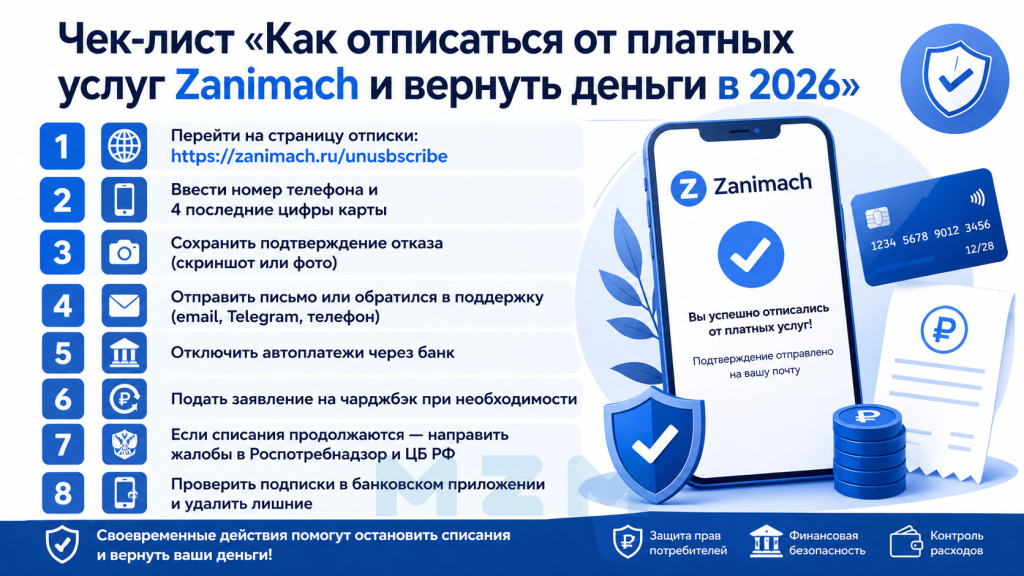 Чек-лист Как отписаться от платных услуг Zanimach