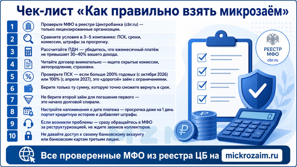 Чек-лист: как правильно взять микрозаём
