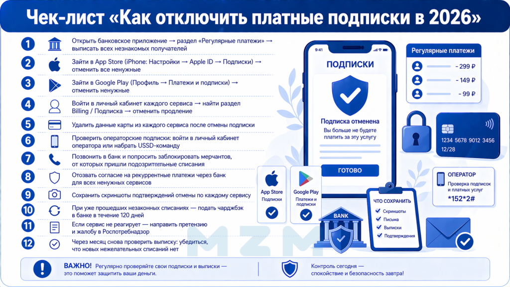 Чек-лист Как отключить платные подписки
