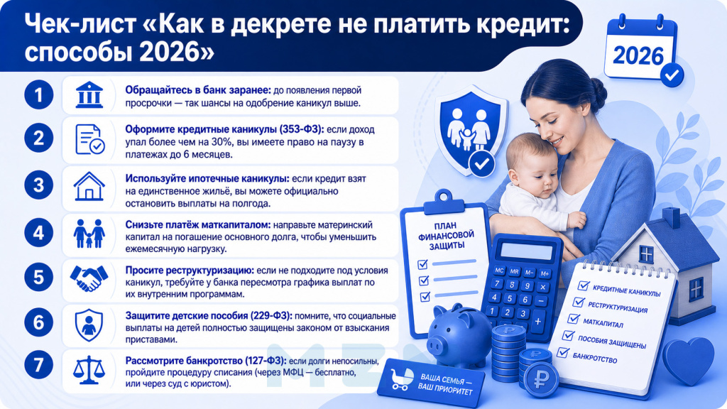 Чек-лист Как в декрете не платить кредит