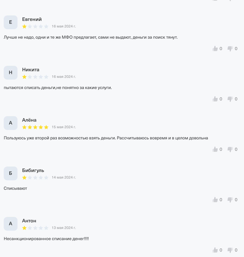 Скриншоты отзывов об Альфа Займ со страницы tbank.ru