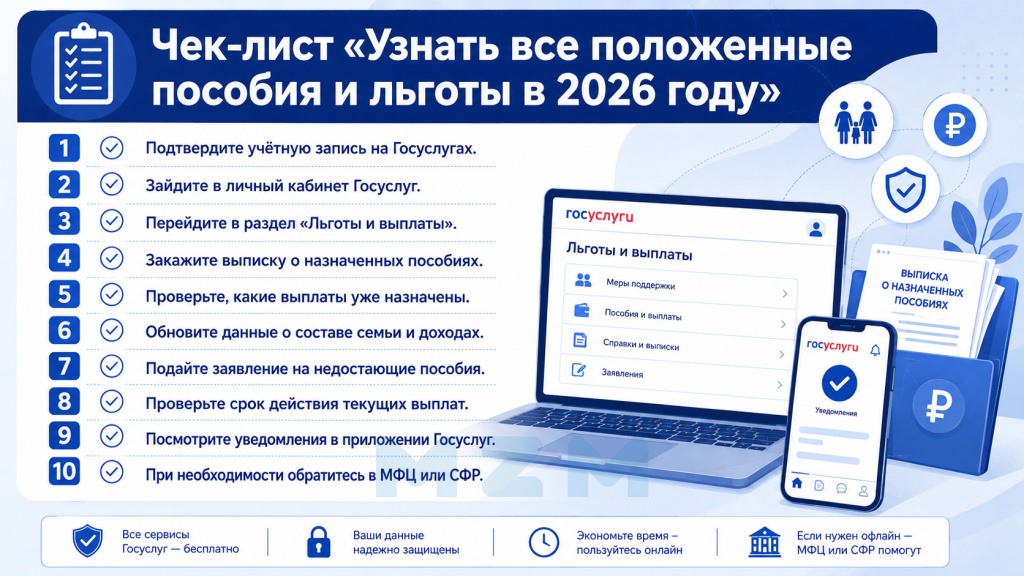 Чек-лист Узнать все положенные пособия и льготы