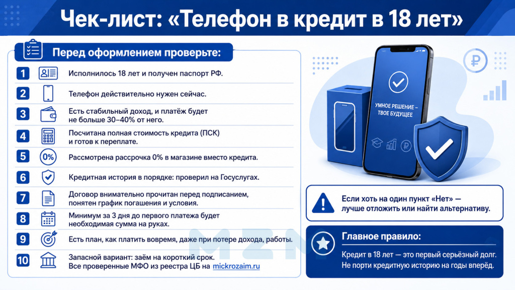 Чек-лист готовности к получению кредита