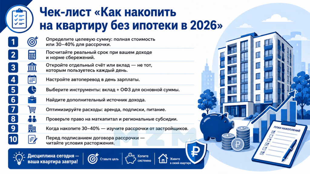 Чек-лист Как накопить на квартиру без ипотеки