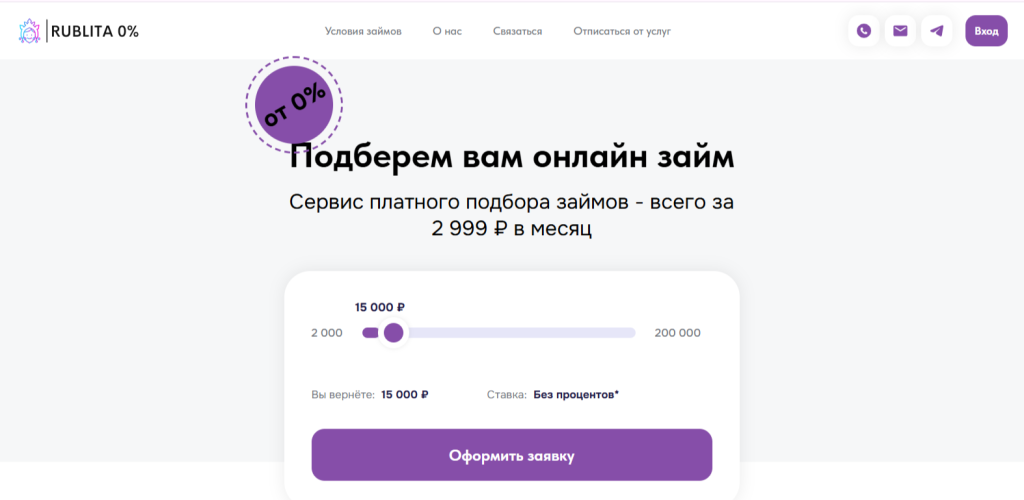 Сервис подбора займов Rublita
