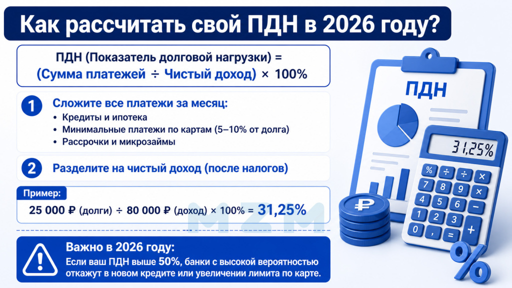 Как рассчитать свой ПДН в 2026 году