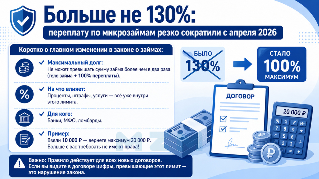 Больше не 130%: переплату по микрозаймам резко сократили с апреля 2026