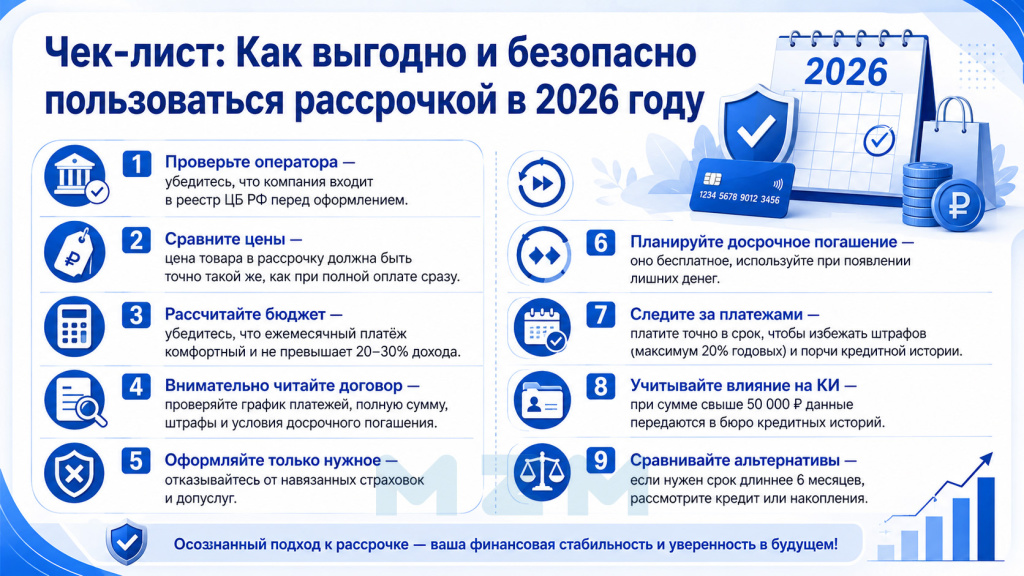 Чек-лист: как выгодно и безопасно пользоваться рассрочкой