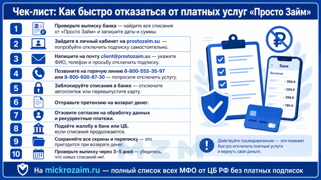 Чек-лист по отказу от платных услуг
